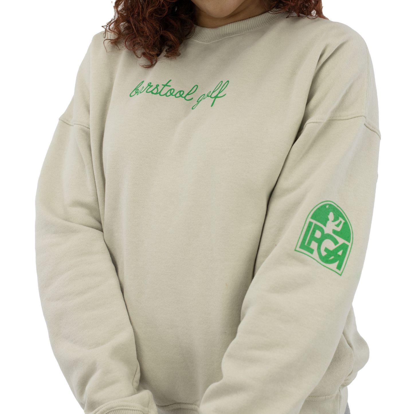 Barstool Golf LPGA Women's Crewneck in Natural - Modeled