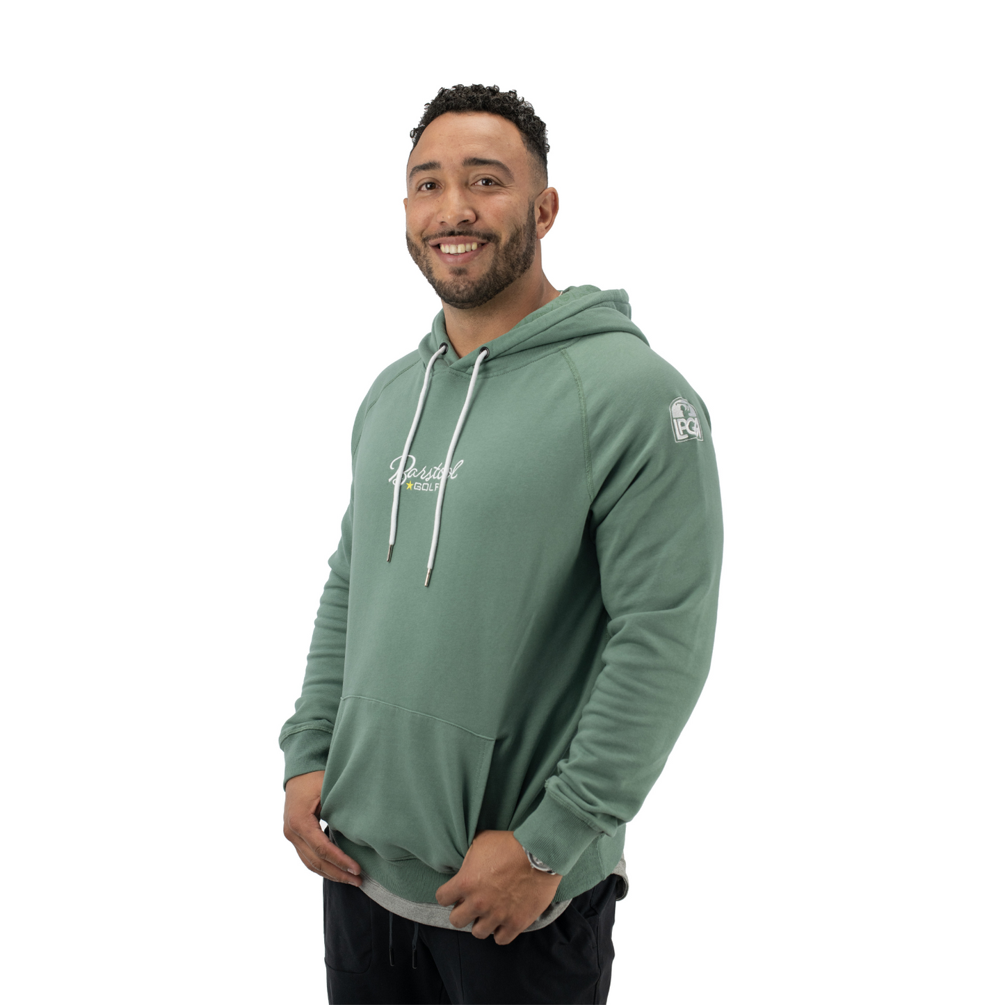 Barstool Golf LPGA Men's Vintage Hoodie in Green - Modeled