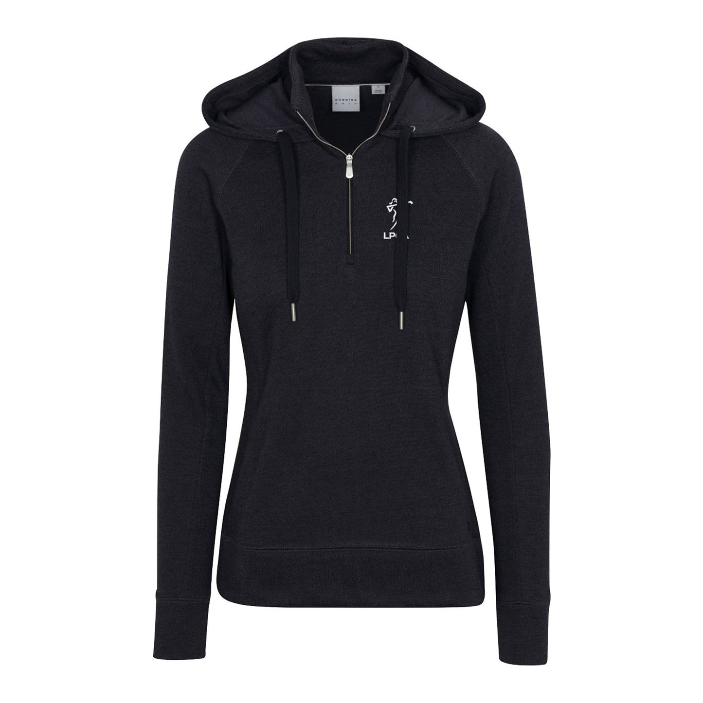 Dunning LPGA Golf Women's Penrose Fleece Performance Quarter Zip Hoodie in Black - Front View