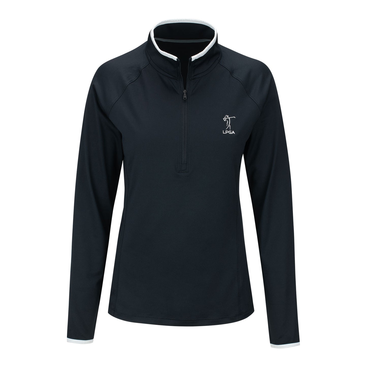 Under Amour 2023 LPGA Women's T2 Quarter Zip in Black - Front View