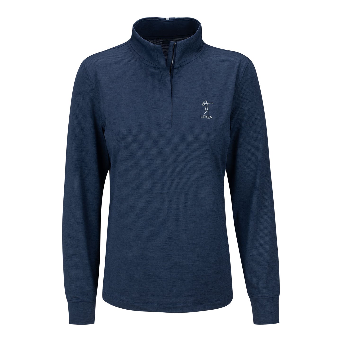 Under Armour 2023 LPGA Women's Playoff Heather Quarter Zip in Blue - Front View
