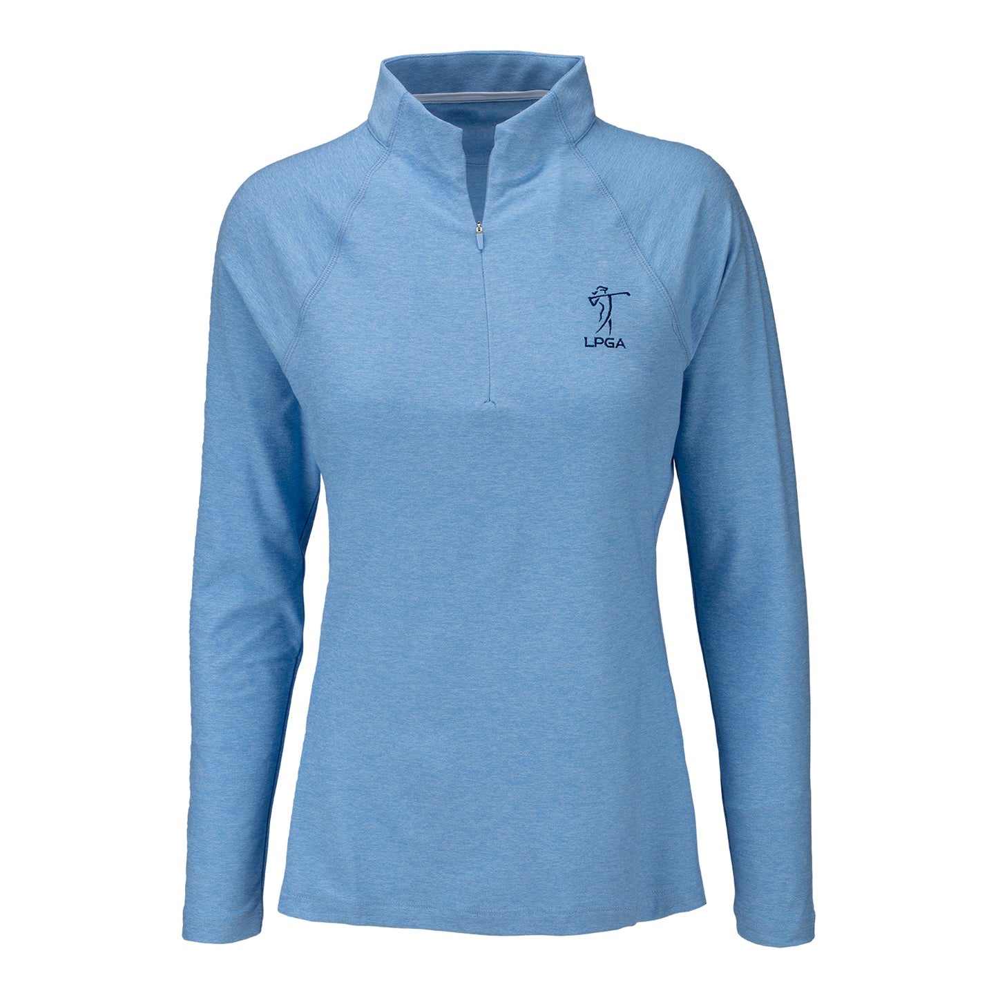 Peter Millar LPGA Women's Melange Raglan Sleeve Perth in Cottage Blue - Front View