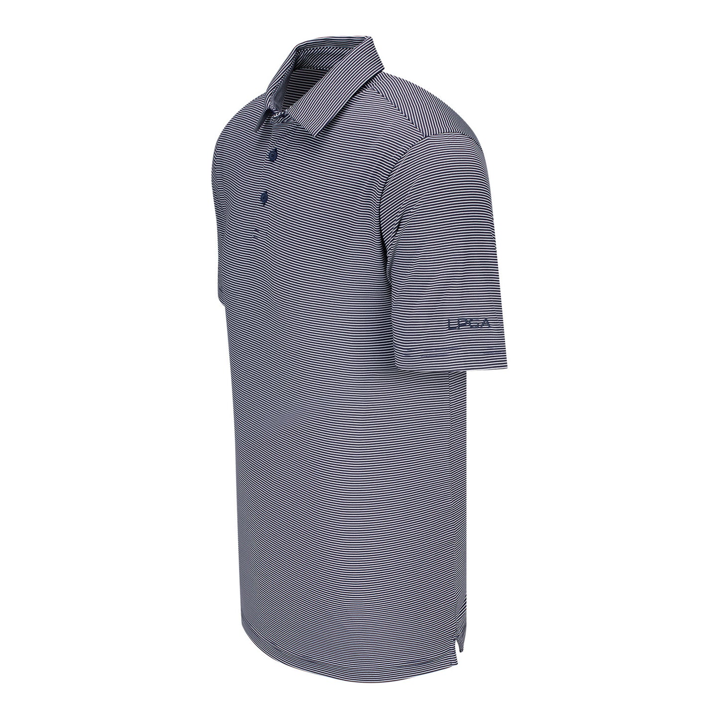 Under Armour LPGA Men's Bridge Stripe Polo in Grey - Angled Left Side View