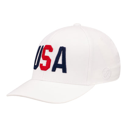 G/Fore LPGA USA Block Text Hat in White - Angled Left Side View