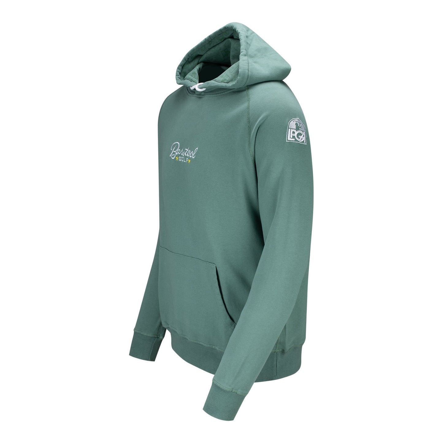 Barstool Golf LPGA Men's Vintage Hoodie in Green - Angled Left Side View