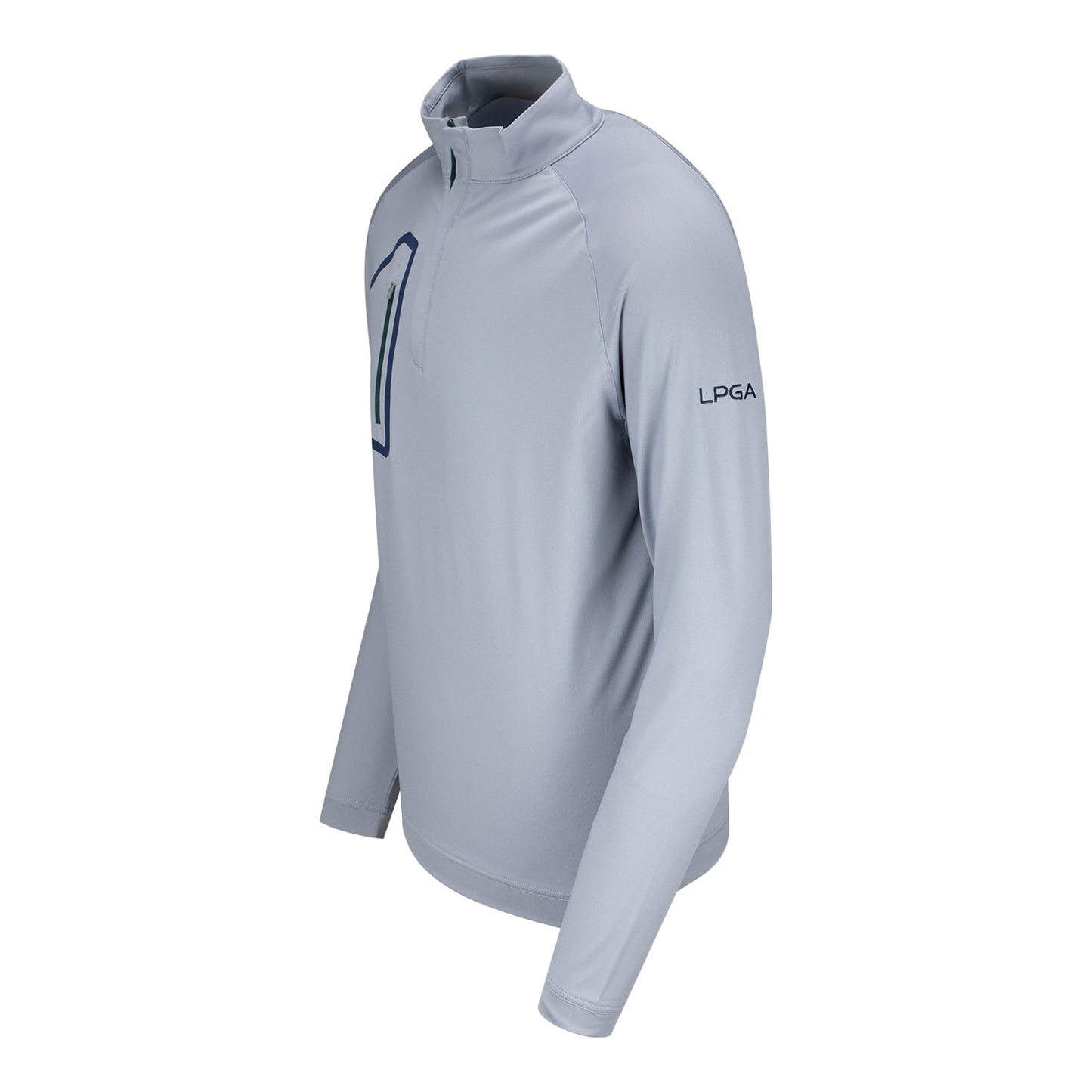 Peter Millar LPGA Men's Forge Quarter Zip in Gale Grey - Angled Left Side View