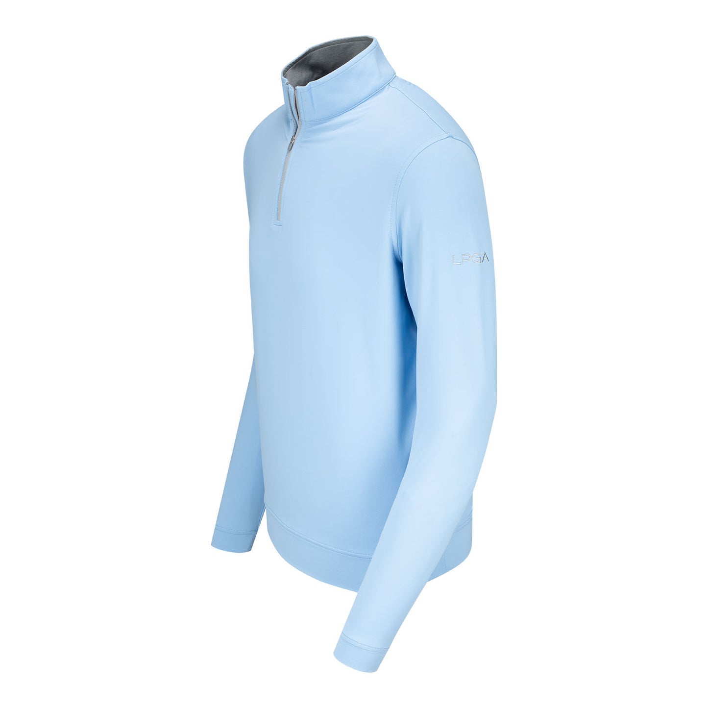 Peter Millar LPGA Men's Perth Quarter Zip in Cottage Blue - Angled Left Side View