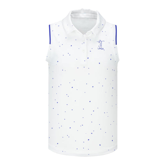 Under Armour LPGA Girl's Micro Print Sleeveless Polo - Front View