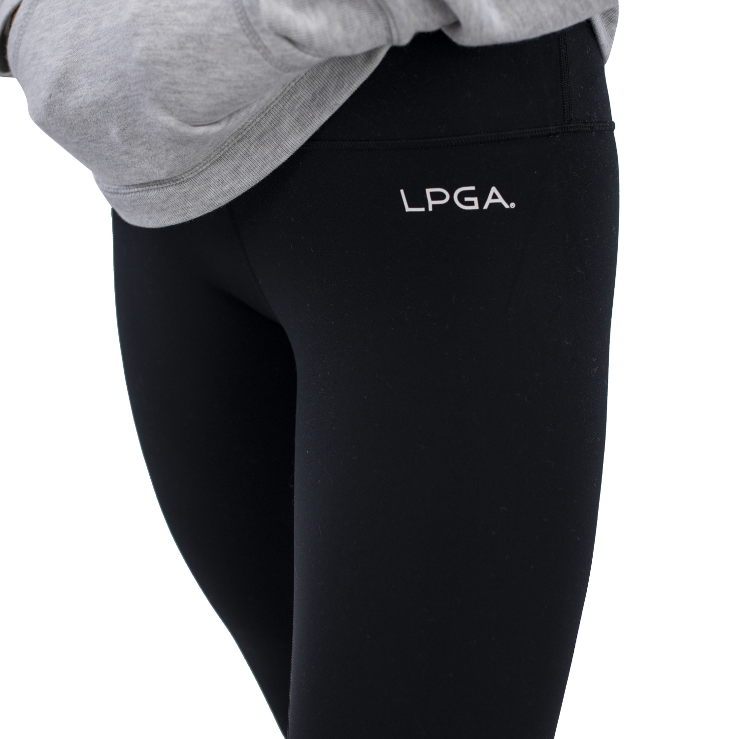 lululemon LPGA Women's Align Pant 25" - No Pockets in Black - Modeled Logo Close Up