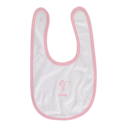 Garb 2023 LPGA Becky Infant Girls' Cotton Bib in Pink - Front View