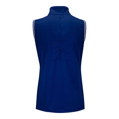 EP Pro  LPGA Golf Sleeveless Convertible Zip Collar Polo in Blue - Back View