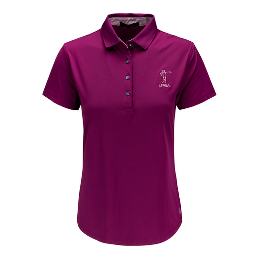 Greyson Clothiers 2023 LPGA Women's Scarlett Golf Polo with Greyson Collar in Purple - Front View