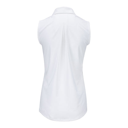 Adidas LPGA Golf Women's Ultimate Sleeveless Solid Polo in White - Back View