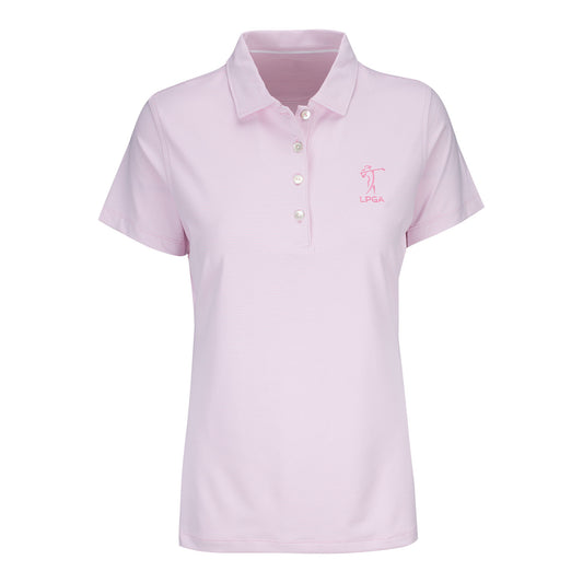 Peter Millar 2023 LPGA Women's Jubliee Performance Jersey Polo in Palmer Pink - Front View