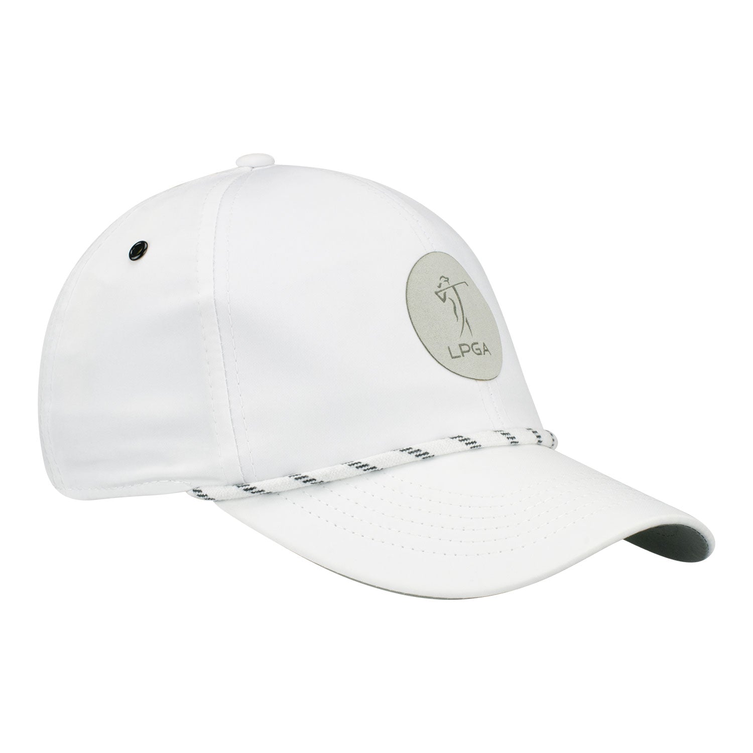 Imperial LPGA Rope Hat with Suede Patch in White - Angled Right Side View