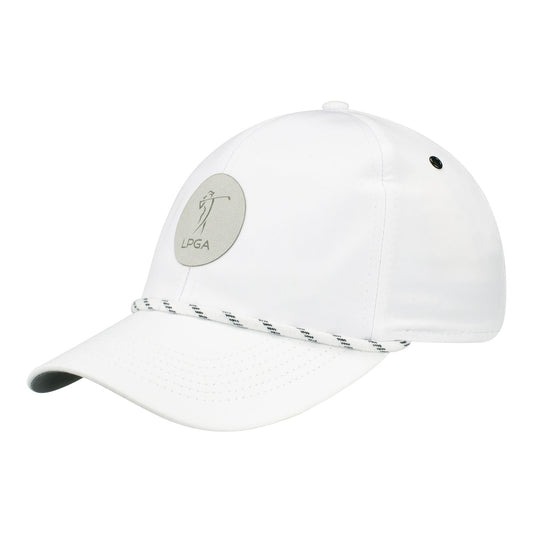 Imperial LPGA Rope Hat with Suede Patch in White - Angled Left Side View