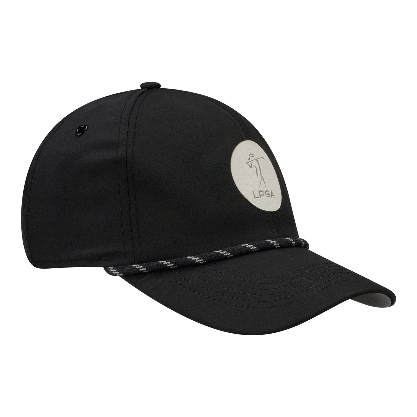 Imperial  LPGA Rope Hat with Suede Patch in Black - Angled Right Side View