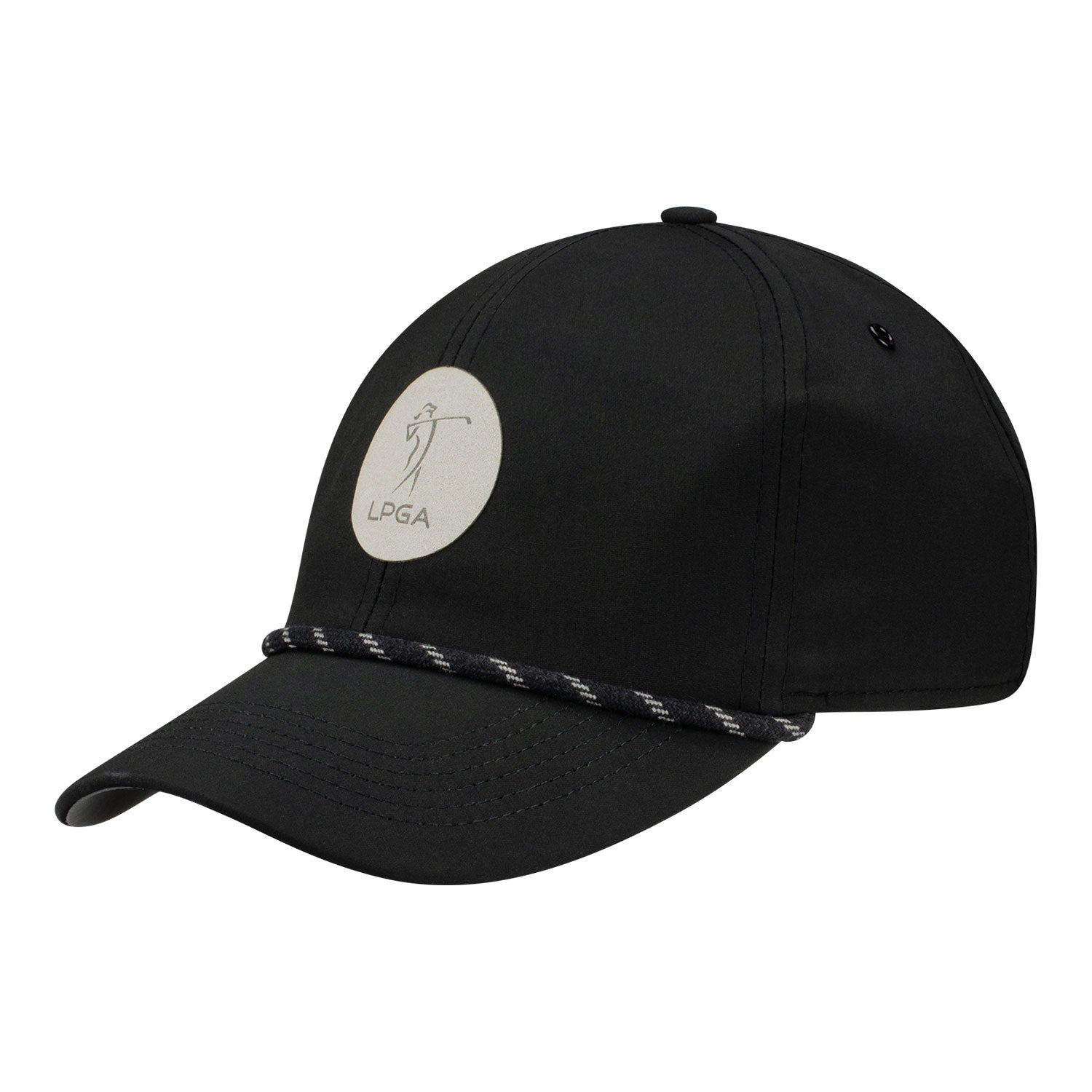 Imperial LPGA Rope Hat with Suede Patch in Black - Angled Left Side View