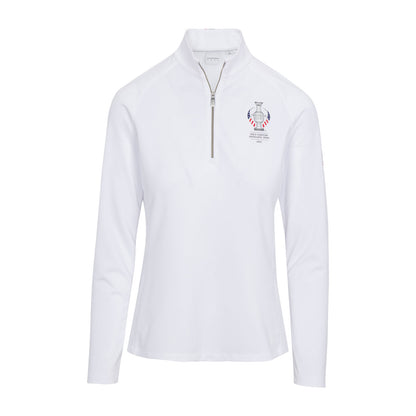 Dunning 2023 LPGA Official Solheim Cup Team Uniform Women's Player Jersey Performance Quarter Zip in White - Front View