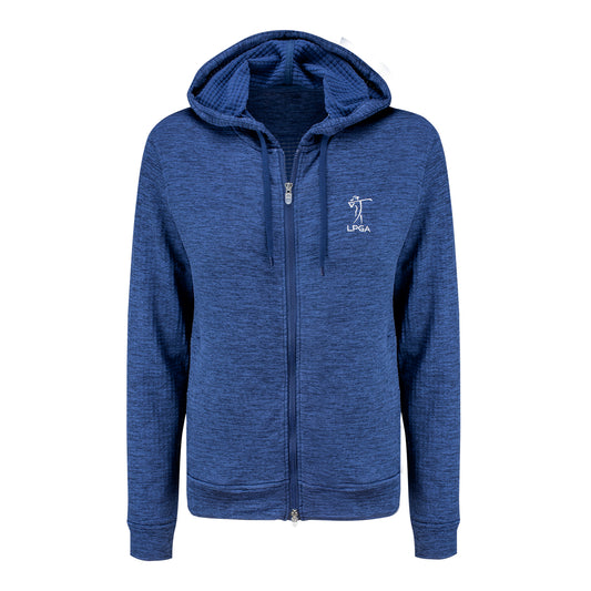 Peter Millar LPGA Women's Maven Performance Full-Zip Hoodie in Navy - Front View