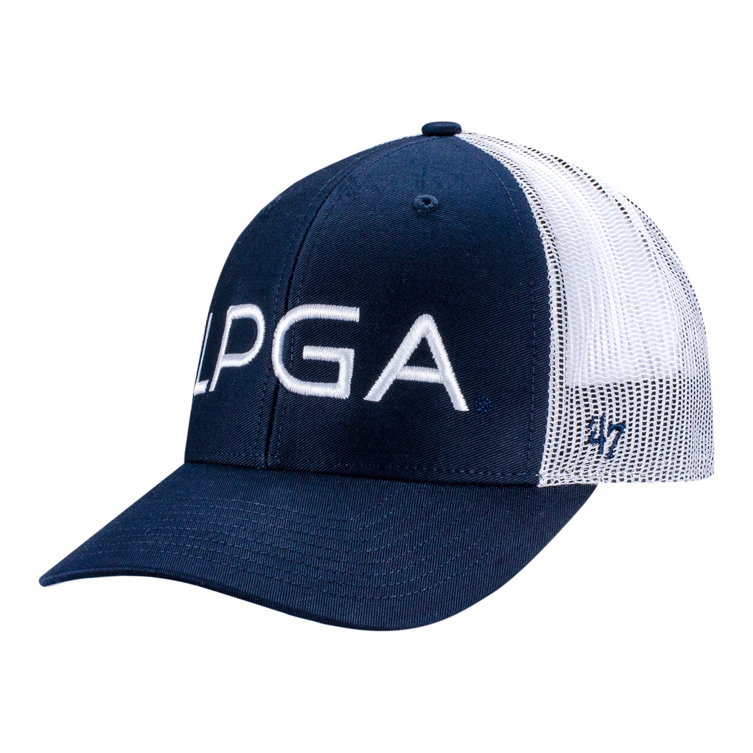 47 Brand LPGA Men's Trucker Hat W/ Mesh Back in Navy - Angled Left Side View
