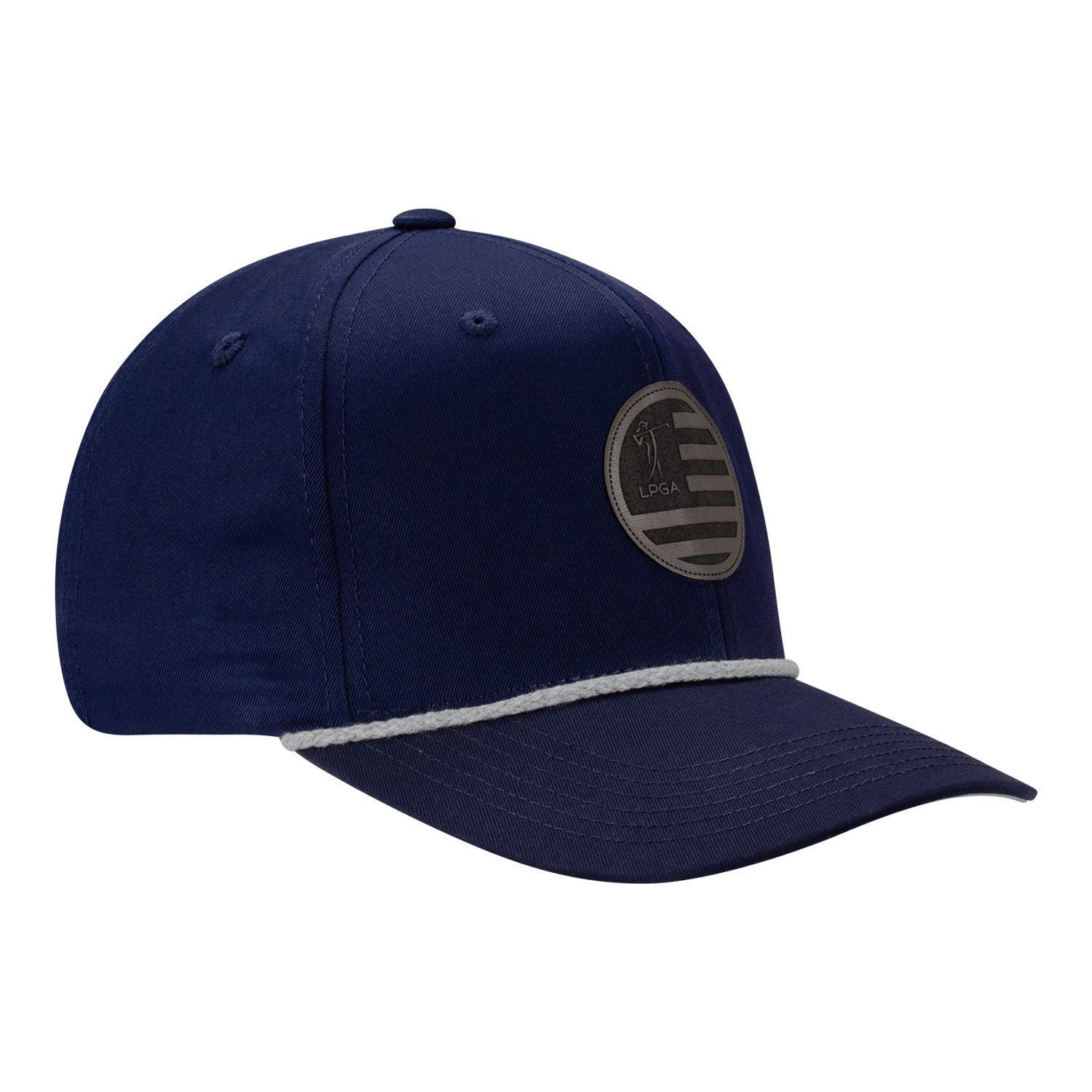 Imperial  LPGA Men's Rope Hat with Suede Patch in Dark Blue - Angled Right Side View