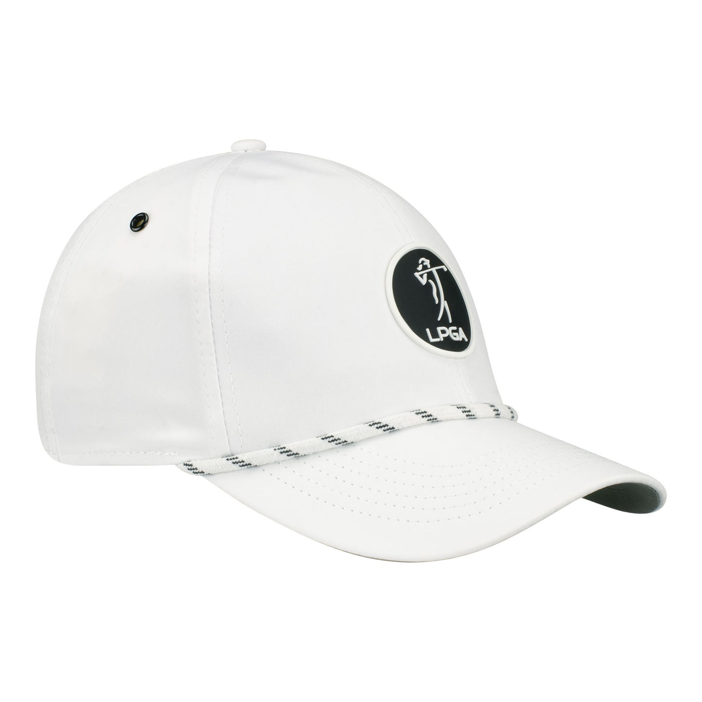 Imperial LPGA Men's Rope Hat with HP+ Patch in White - Angled Right Side View