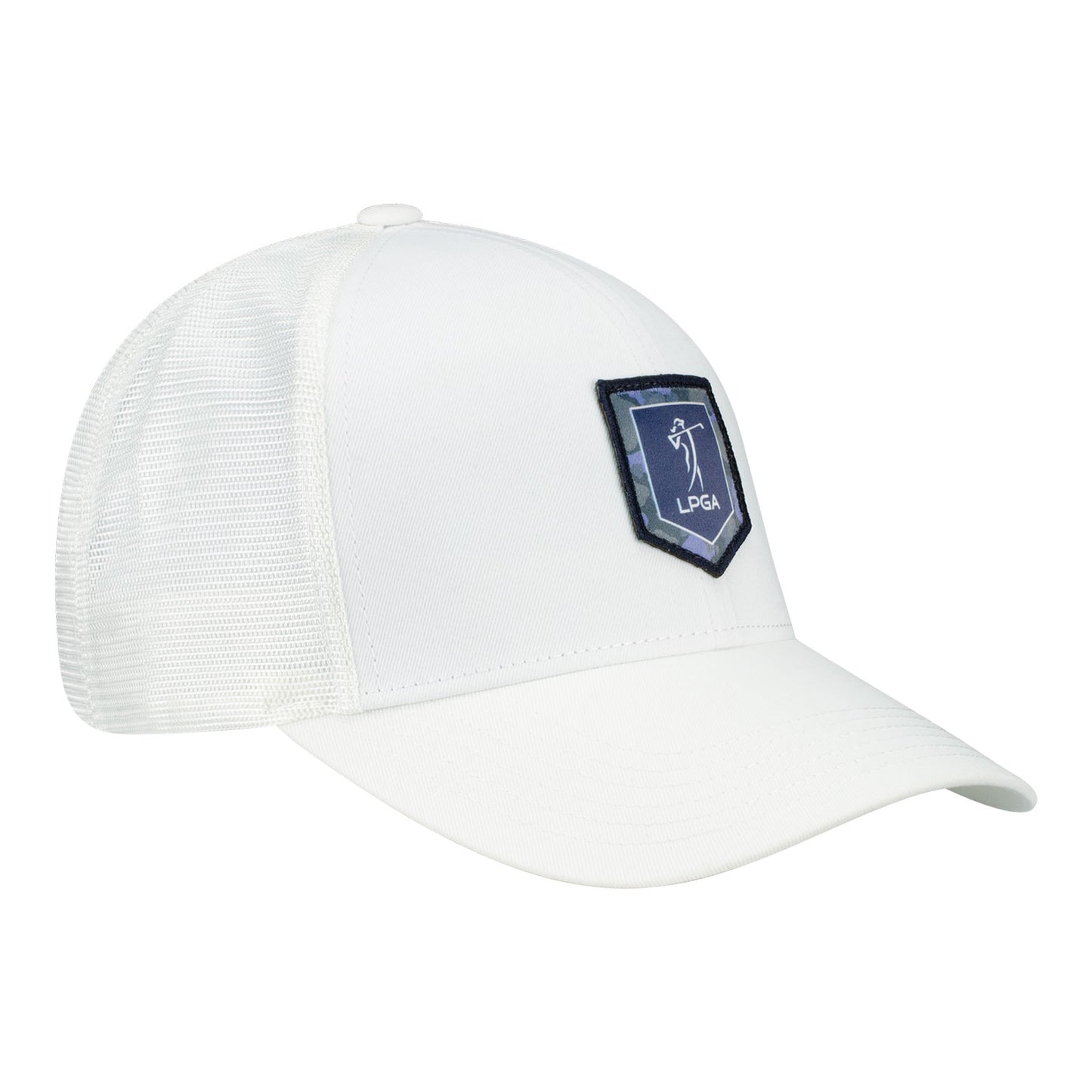 Imperial LPGA Men's Mesh Back Hat with Satin Edged Patch in White - Angled Right Side View