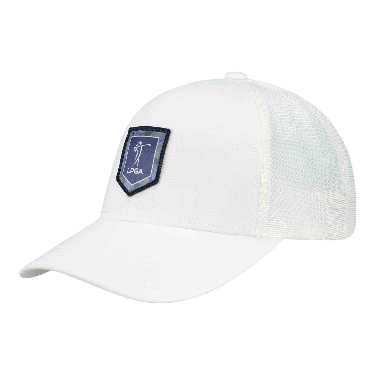 Imperial 2023 LPGA Men's Mesh Back Hat with Satin Edged Patch in White - Angled Left Side View