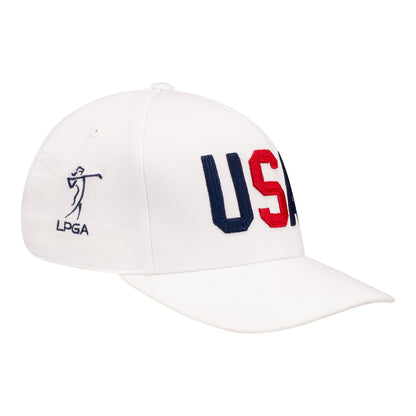 G/Fore  LPGA USA Block Text Hat in White - Angled Right Side View