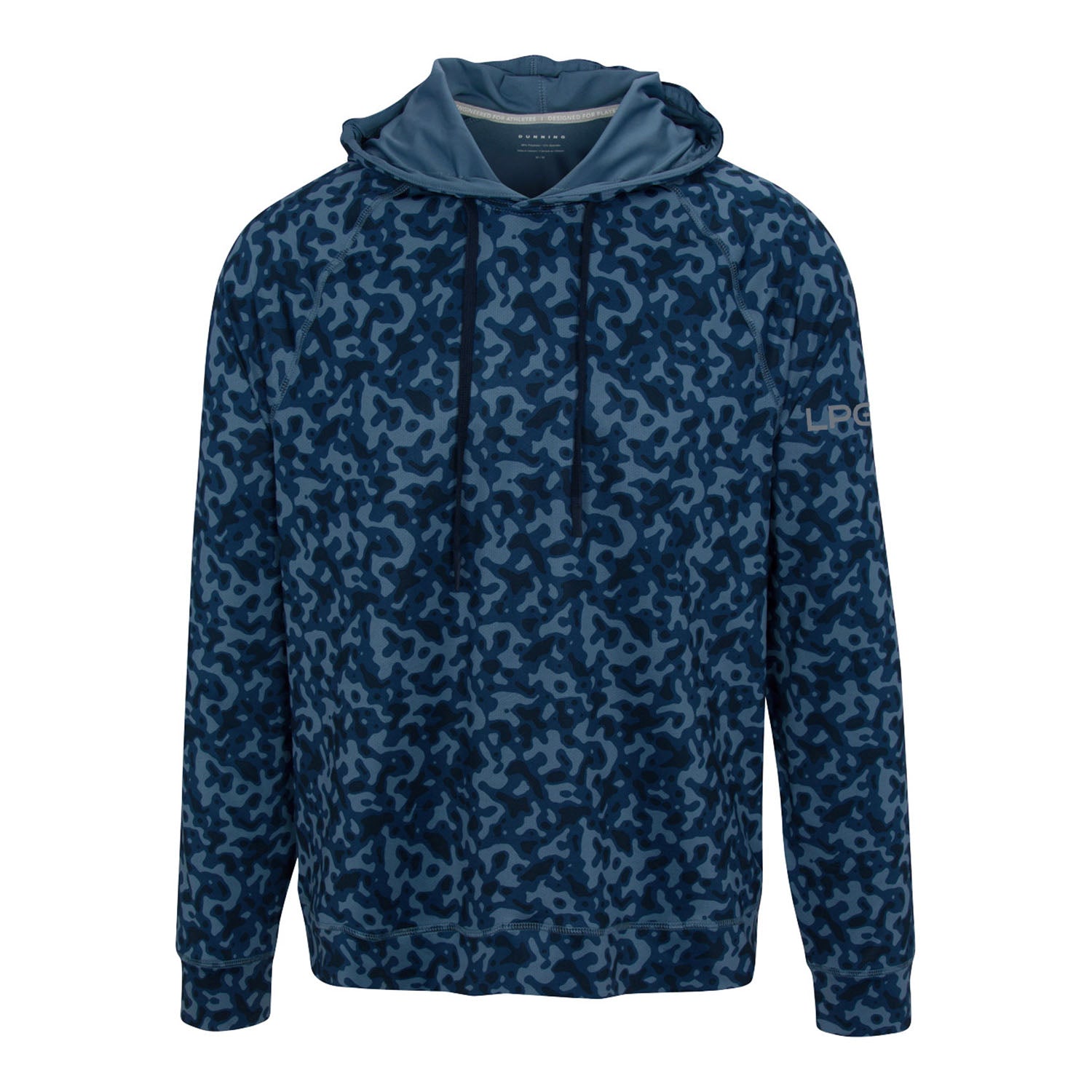 Dunning LPGA Golf Men's Quest Ventilated Camouflage Mesh Performance Hoodie in Blue - Front View