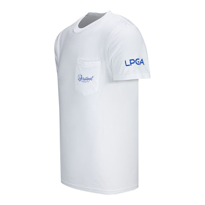 Barstool Sports LPGA Men's Golf Flag Tee in White - Angled Left Side View