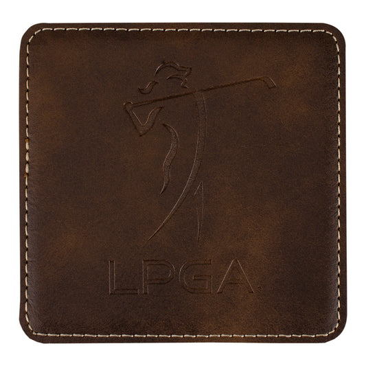 Tournament Solutions LPGA Leather Coaster - Front View