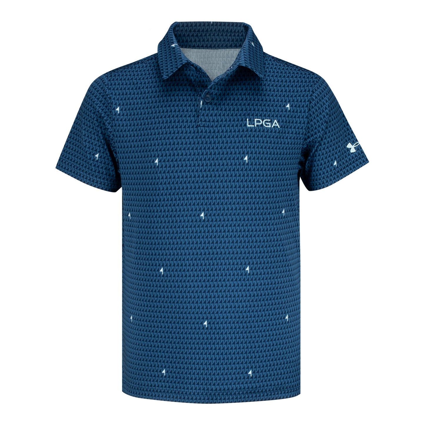 Under Armour 2023 LPGA Boy's Playoff Pin Flag Print Short Sleeve Polo - Front View