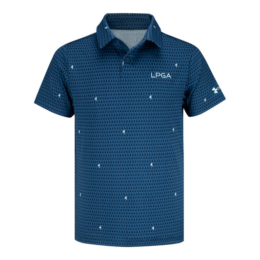 Under Armour 2023 LPGA Boy's Playoff Pin Flag Print Short Sleeve Polo - Front View